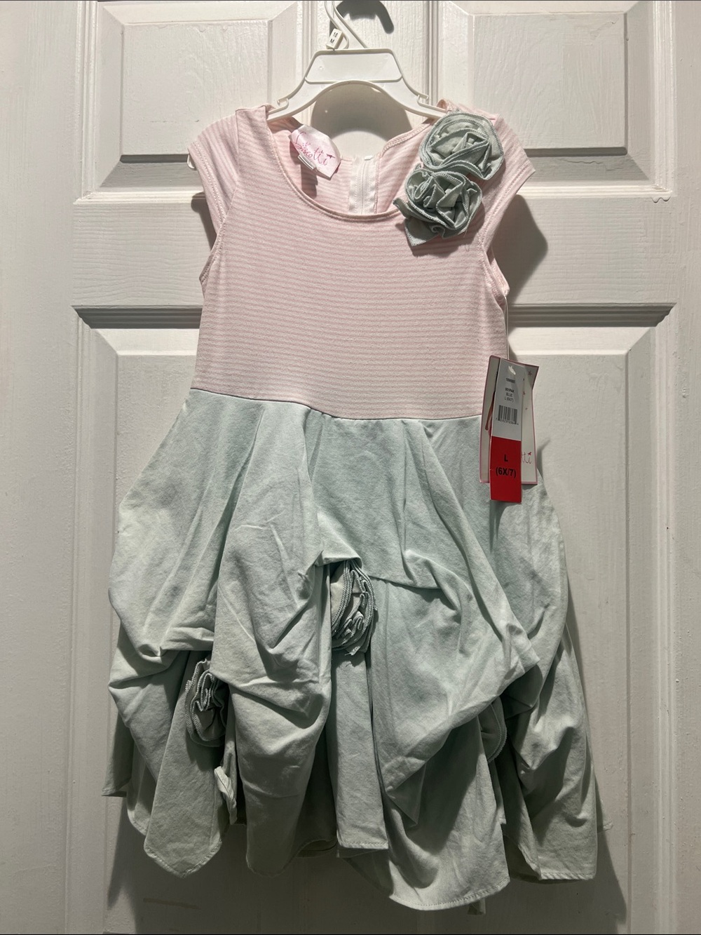 Pink & Mint Layered Rosette Party Dress for Girls